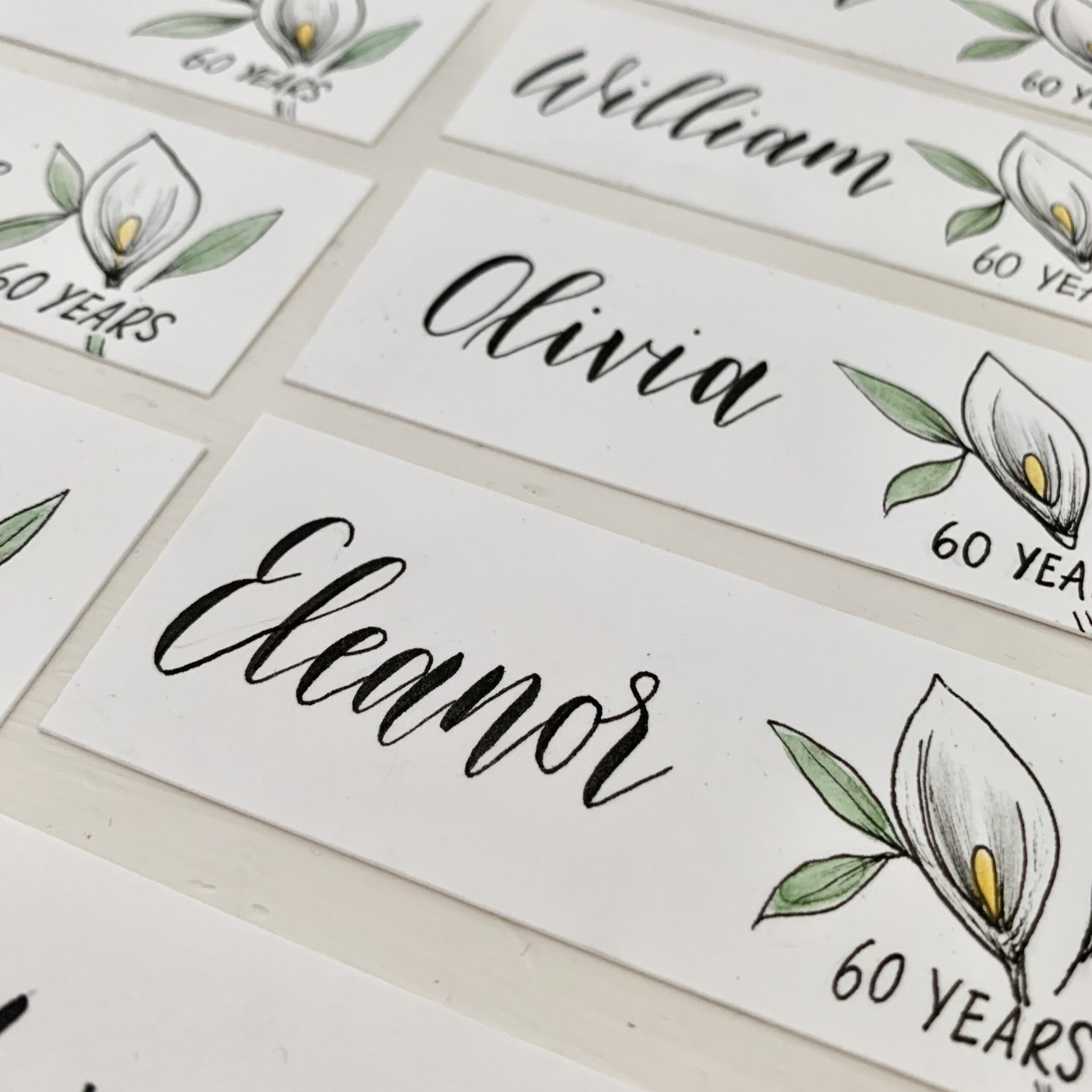 Place cards - Arum lilies 