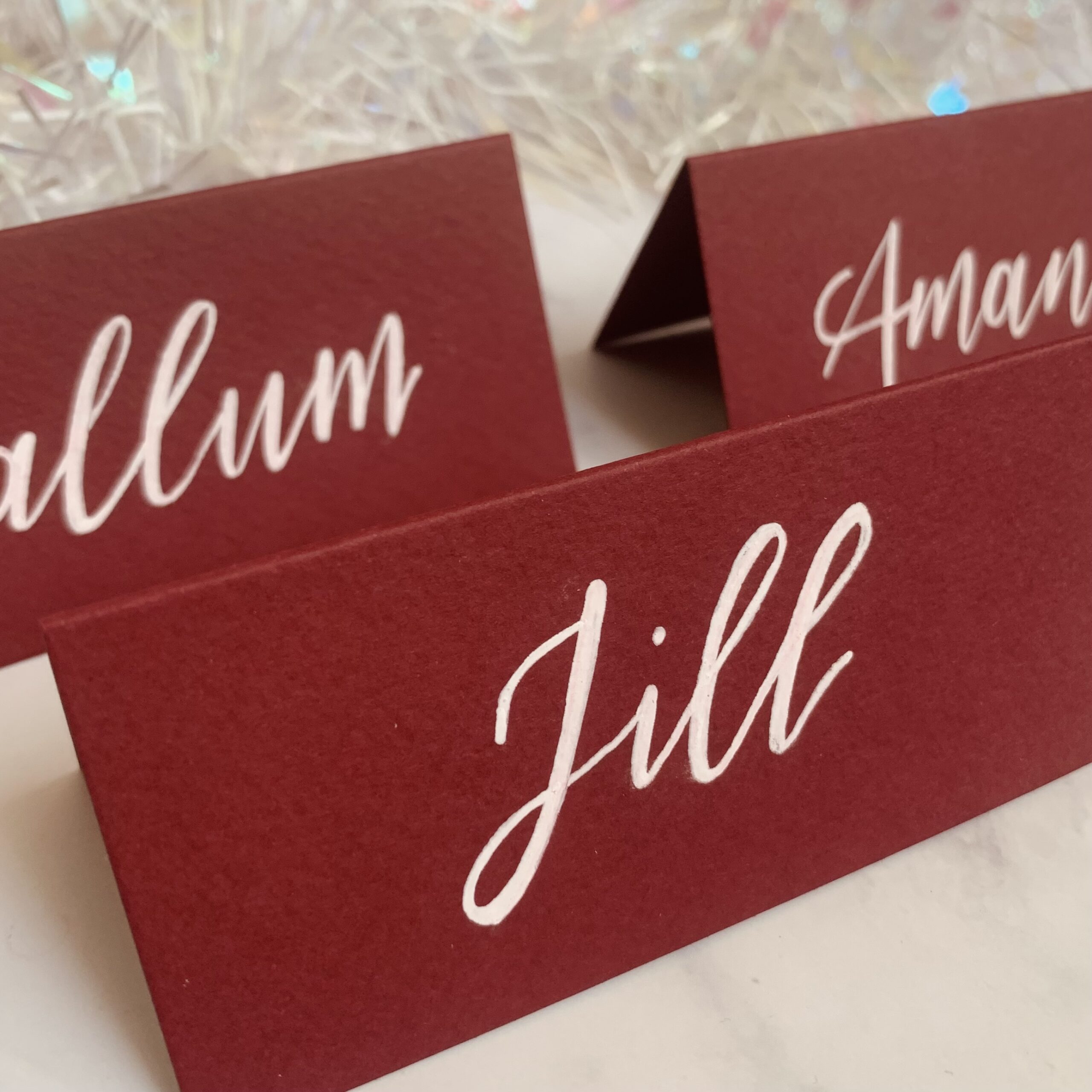 Folded place cards - Red